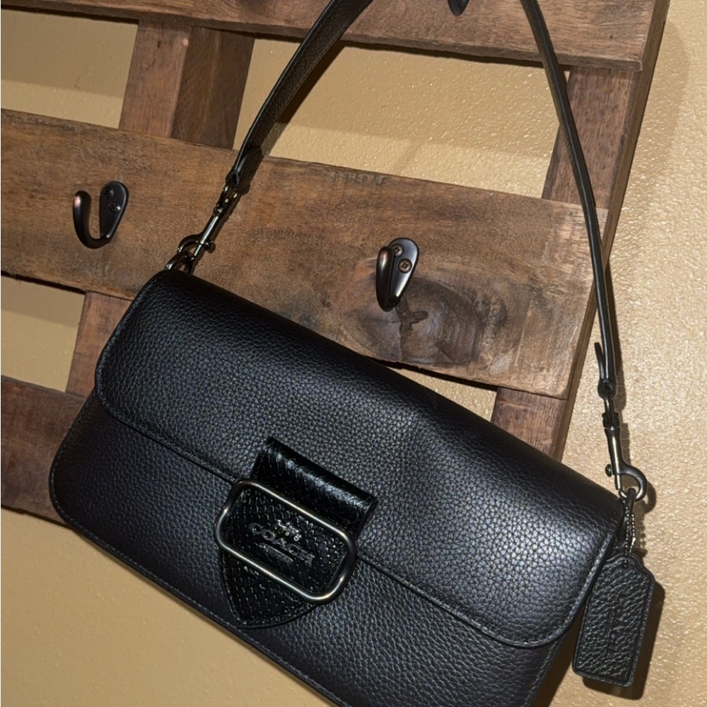 Coach Black Pebbled Leather Shoulder Bag